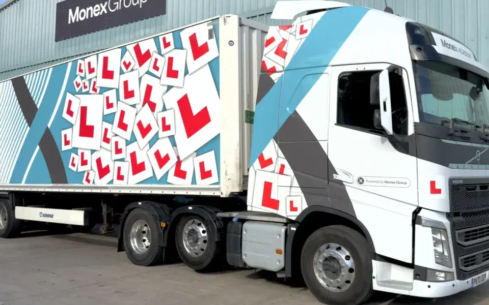 Banner width photo of Monex Academy Category C+E (Class 1) training HGV lorry