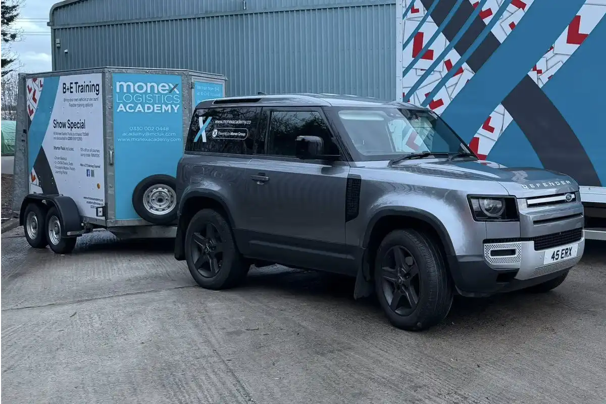 Photo of the Monex Academy Land Rover training vehicle and trailer