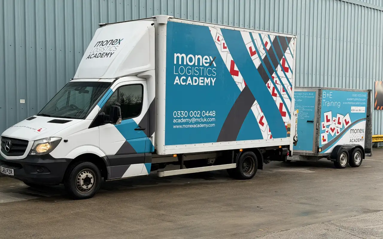 Photo of Monex Academy Category C1+E training truck with trailer